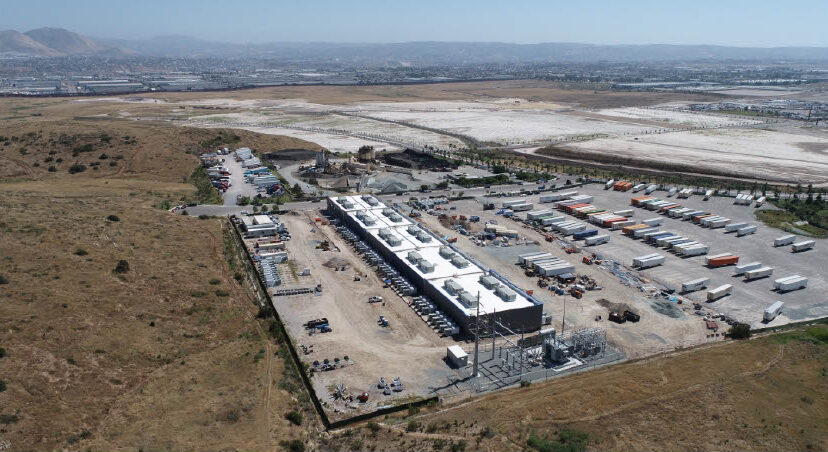 Green energy storage on a installation on a vast landscape