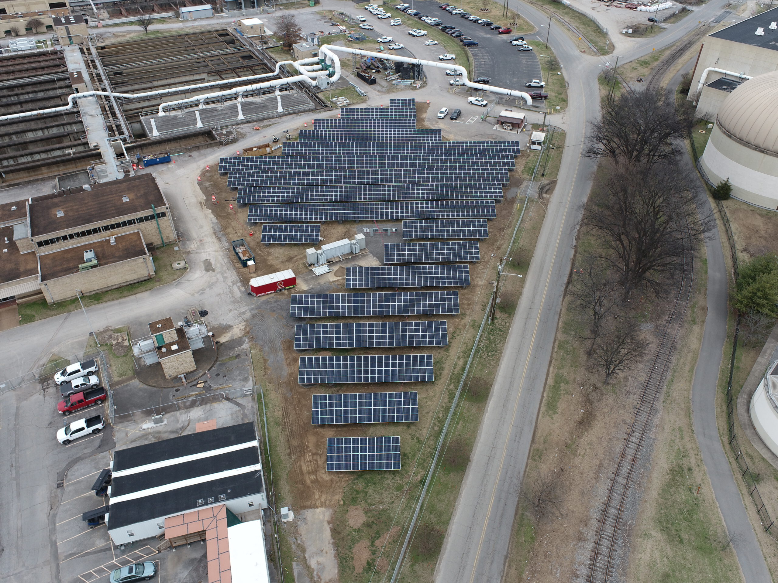 An industrial solar farm installation