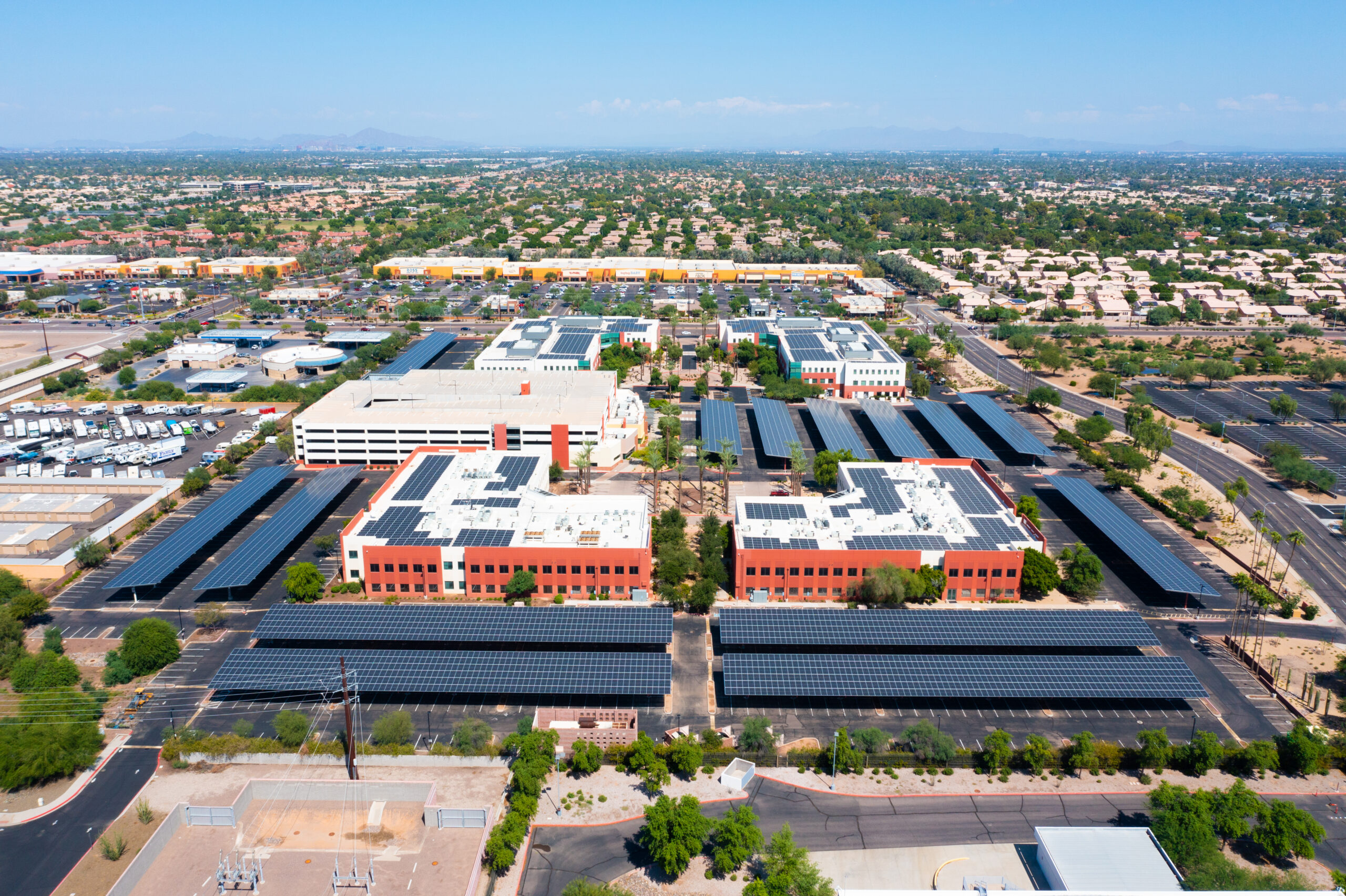 Aerial view of industrial solar complex