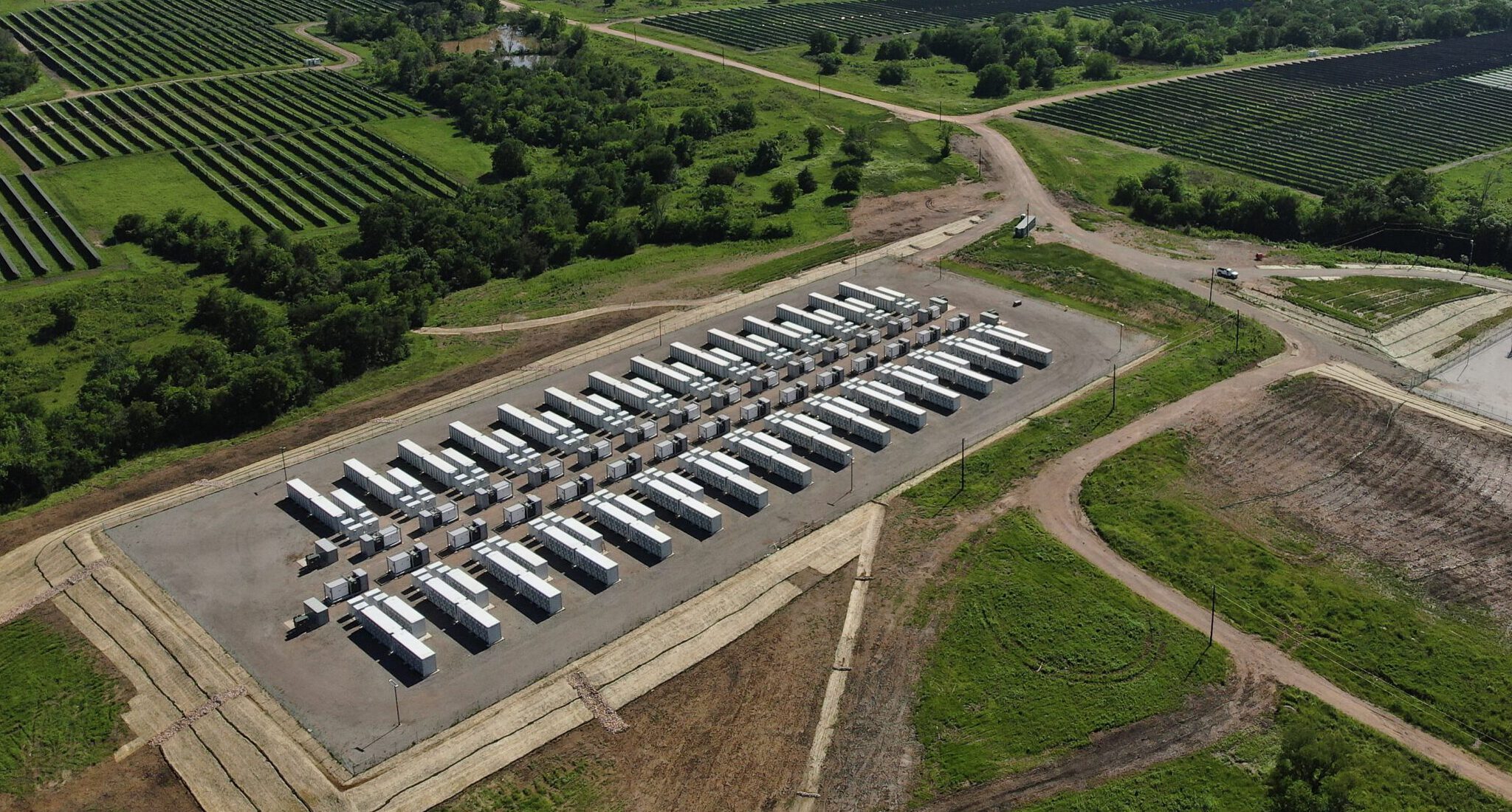 Aerial view of batter storage facility